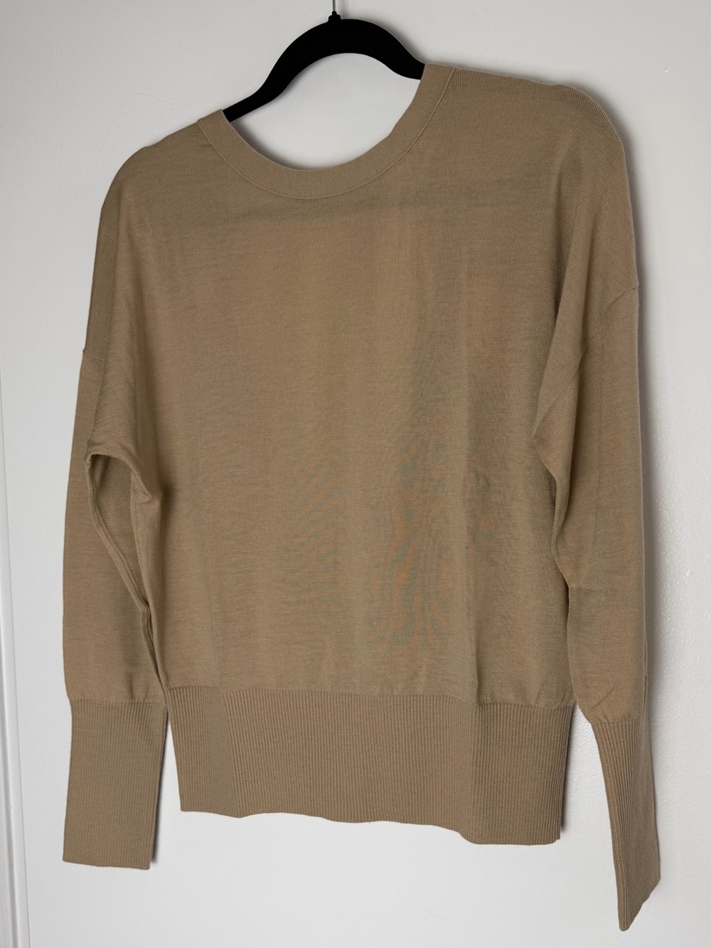 Banana Republic 100% Extra Fine Merino Wool Backless Sweater Camel M - Picture 3 of 11